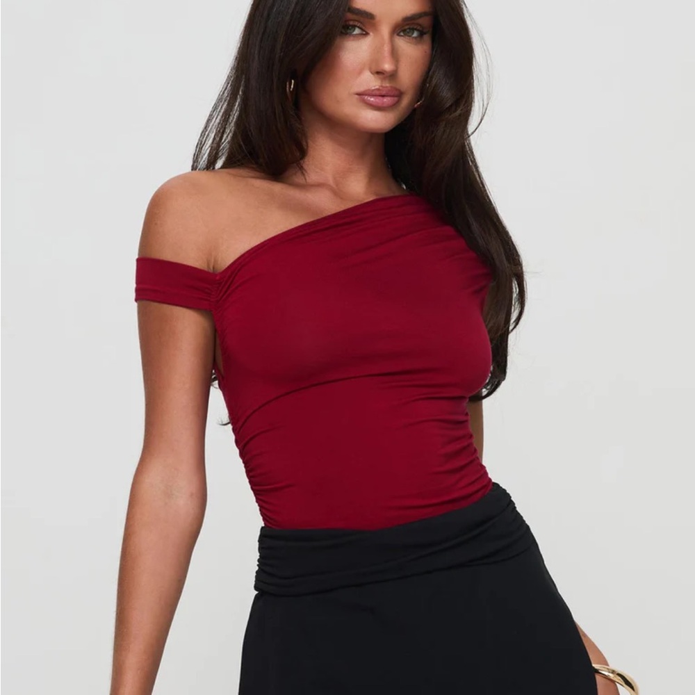 Red Off-Shoulder bodysuit